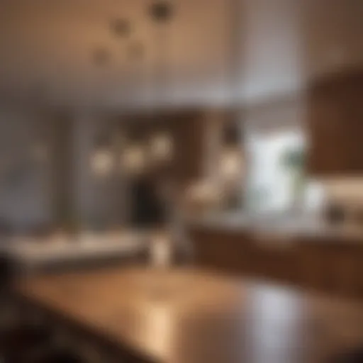 Elegant pendant lights over kitchen island