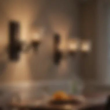 Wall sconces creating ambient lighting in dining room