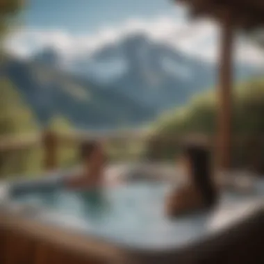 Couple Relaxing in Outdoor Jacuzzi with Mountain View