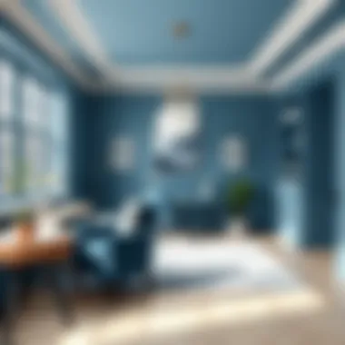 Serene Home Office in Calming Blue A serene home office with a calming blue color scheme