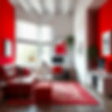 Dynamic Workspace with Bold Red and White Dynamic workspace highlighting bold red and white contrasts