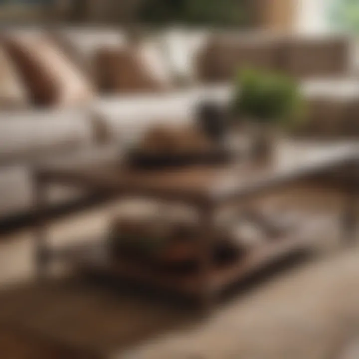 Close-up of a beautifully styled coffee table with Southern decor.