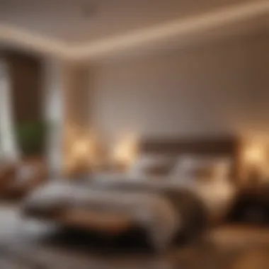 Cozy bedroom ambiance with warm lighting and inviting textures