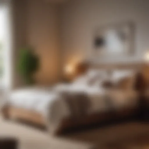 A serene bedroom sanctuary with calming colors and soft textures
