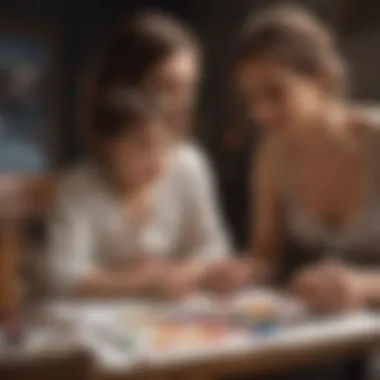 Artistic Bonding Experience Mother and child engaging in a creative painting session
