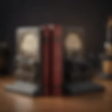 Unique Literary Motif Bookends for Display Artistic bookends featuring literary motifs and designs