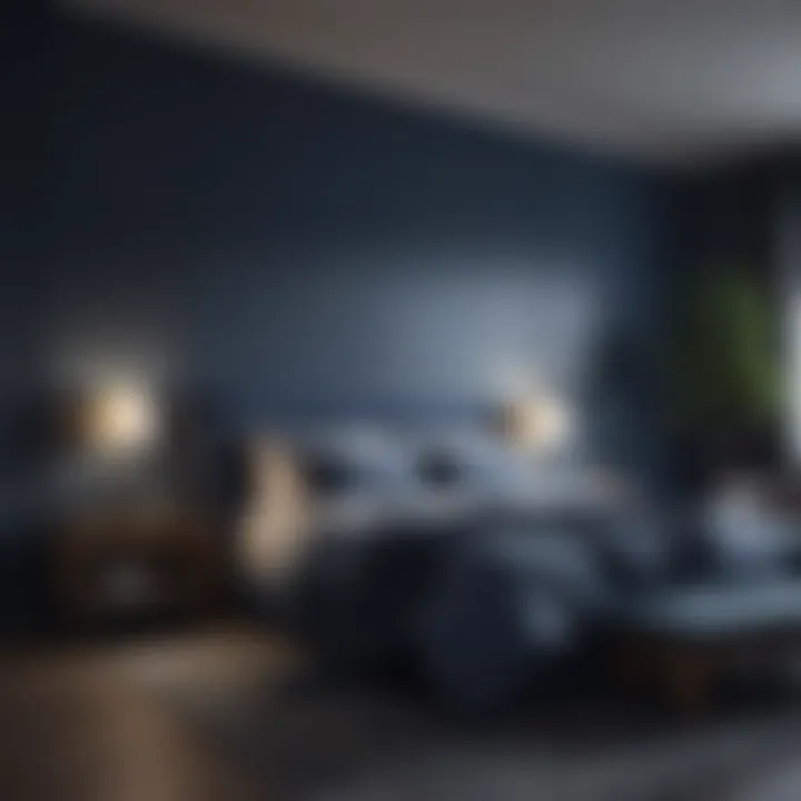Dark Blue Matte Finish Bedroom