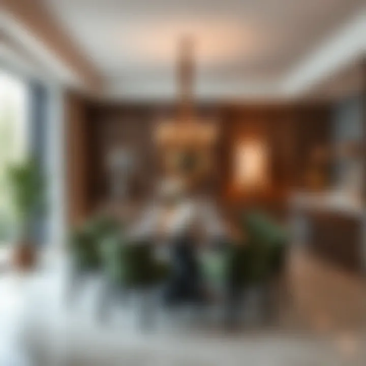 Stylish dining area featuring unique material choices