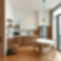 Innovative small kitchen layout with multifunctional furniture