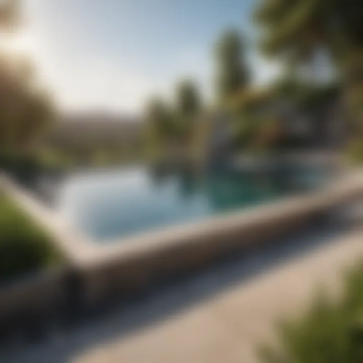 Innovative pool design featuring natural stones and greenery