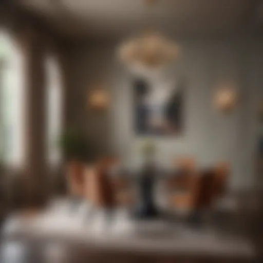 Elegant dining area featuring a sophisticated color palette