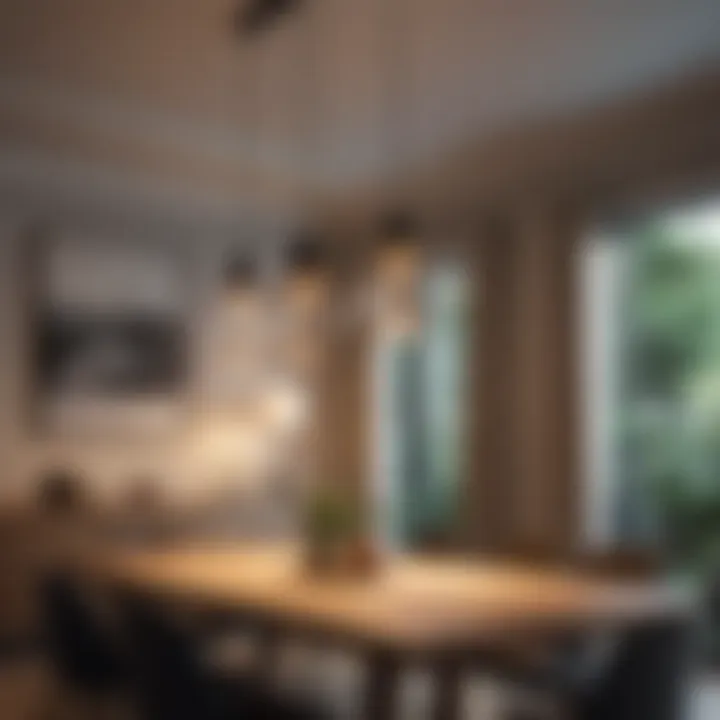 Chic pendant lights illuminating a dining area