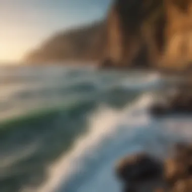 Dramatic coastline with rocky cliffs and crashing waves