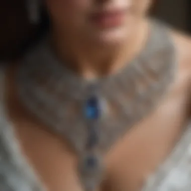 Close-up of the intricate details of Duchess Kate's necklace