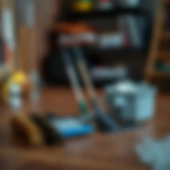 Choosing the Right Tools for Dusting A selection of dusting tools for hardwood floors