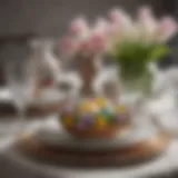 Elegant Easter table adorned with spring flowers and fine china