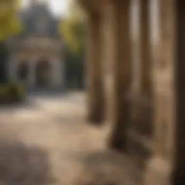 Majestic stone pillars with decorative fencing in a regal setting