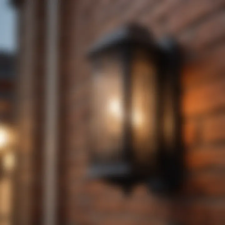 Close-up of exquisite design details of Hampton Bay solar wall light