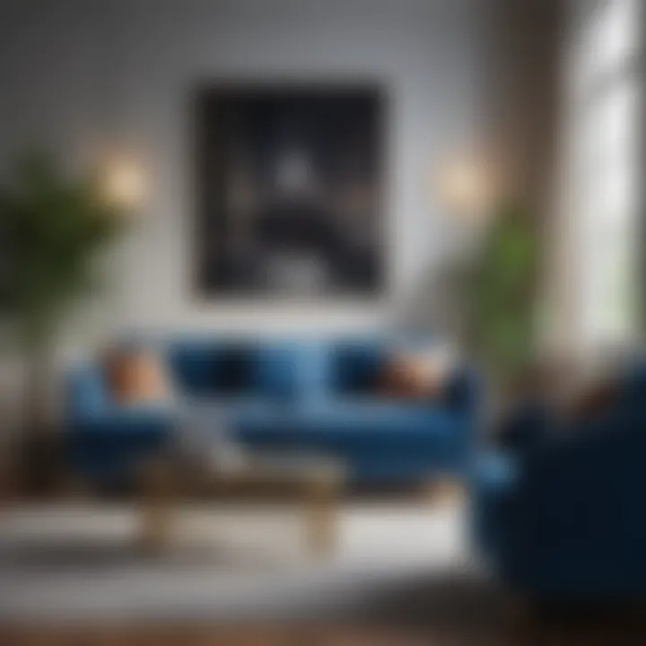 Sleek Blue Velvet Sofa for Elegant Living Room