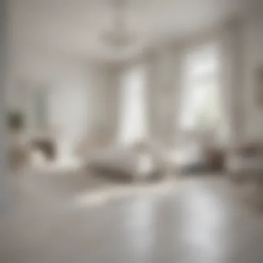 White floor bedroom with textured accents