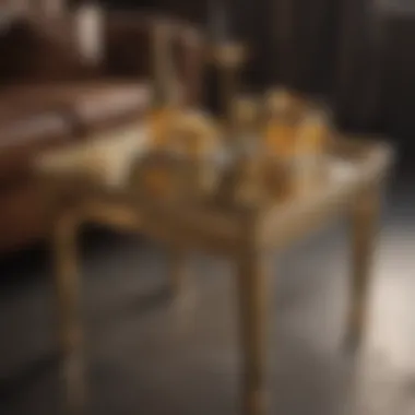 Luxurious Gold Drink Table with Mirrored Surface