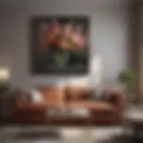 Elegant Floral Artwork Adorning Living Room Wall