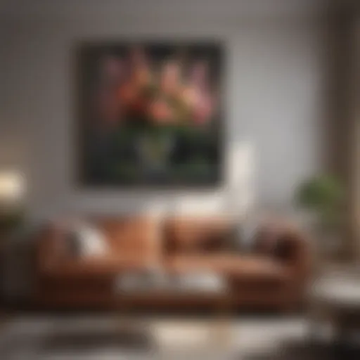 Elegant Floral Artwork Adorning Living Room Wall