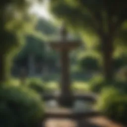 Ornate Fountain in Lush Garden