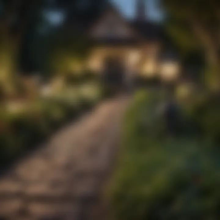 Charming Lantern-lit Pathway in Serene Garden Setting