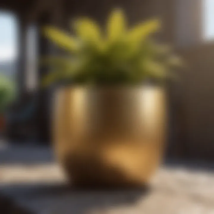 Elegant Gold Leaf Plant Pot