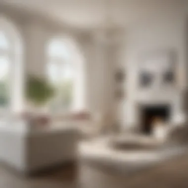 An elegantly designed living room with varying shades of white on the walls, exemplifying the impact of color choice.