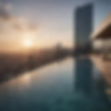 Contemporary Infinity Pool Overlooking Cityscape