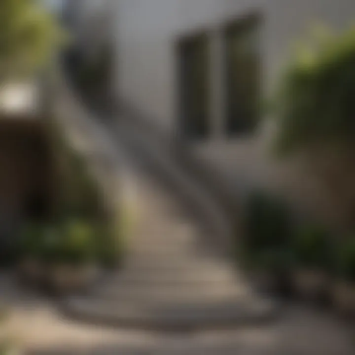 Sculptural Staircase Design in Courtyard