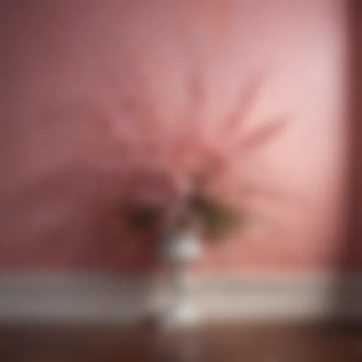 Elegant pink wall painting design with floral motif