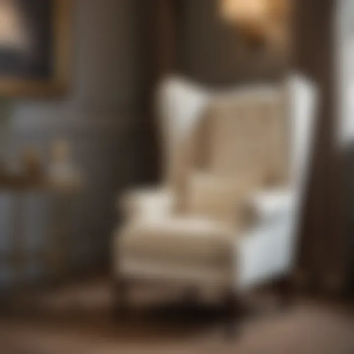 Elegant Velvet Wingback Chair in Ivory