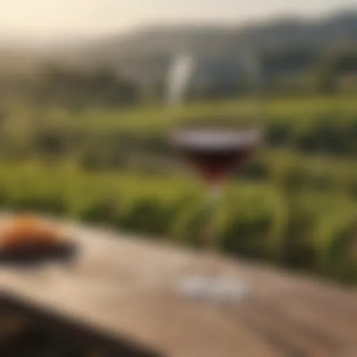 Elegant Wine Glass on Terrace Overlooking Vineyards