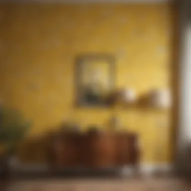 Elegant Yellow Floral Wallpaper Accent Wall Elegant Yellow Floral Wallpaper Accent Wall