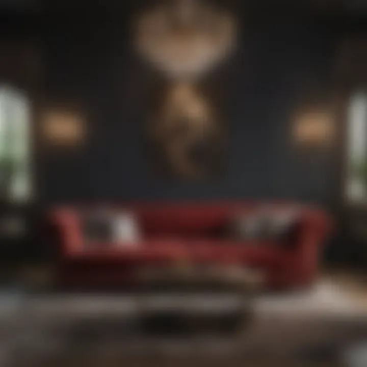 Luxurious velvet sofa in a chic lounge setting