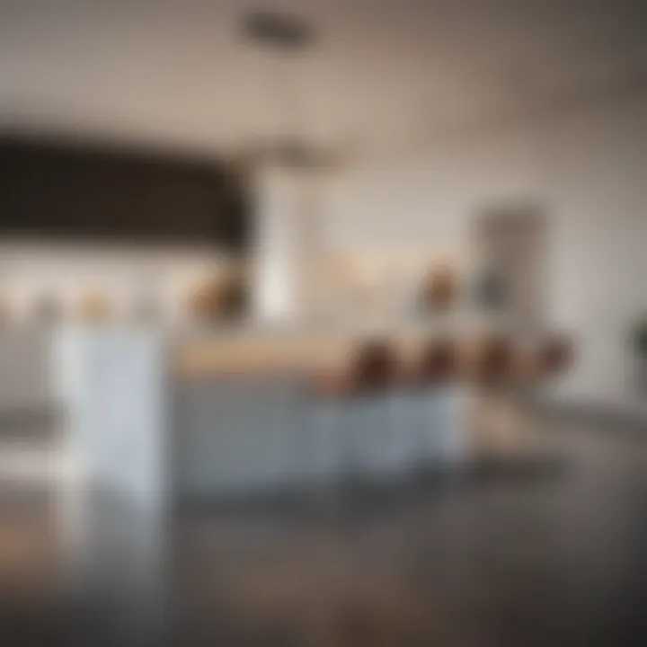 Sleek and modern kitchen island with contemporary stools