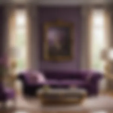 Chic Living Room Decor with Jewel-Toned Purple Couch