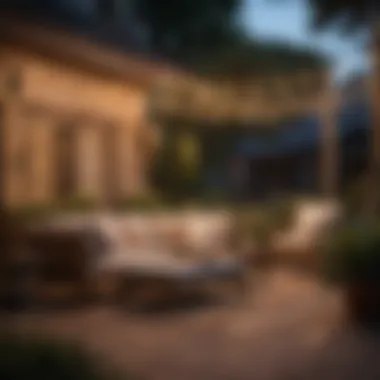 Cozy Outdoor Lounge Lighting Warm string lights creating a cozy outdoor lounge
