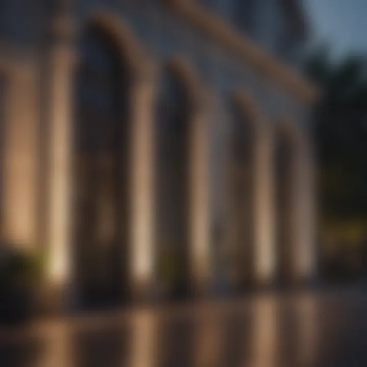 Dramatic uplighting showcasing architectural features