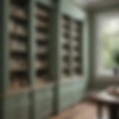 Elegant pantry with sage green paint