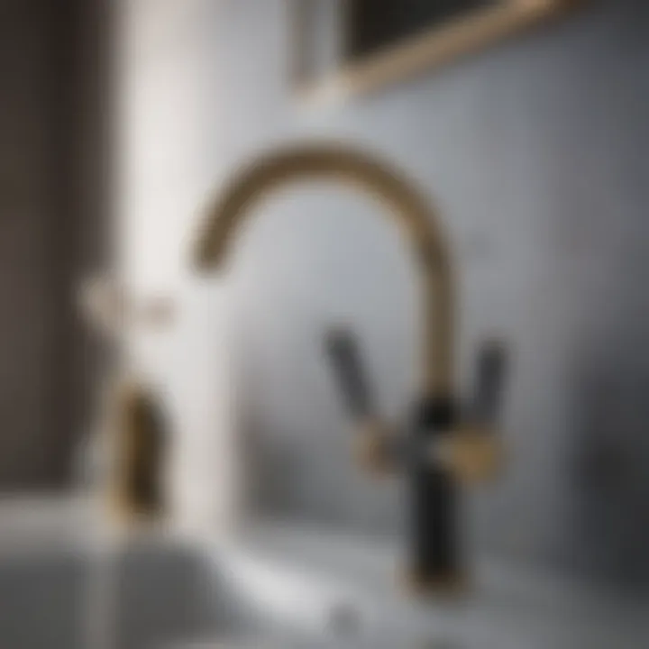 Sleek Black and Gold Faucet Design