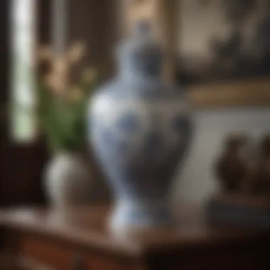 Artisanal Porcelain Vase Cabinet Topper