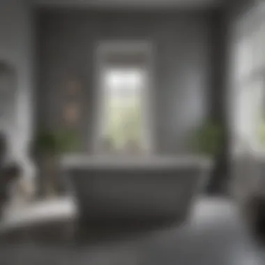 Luxurious Freestanding Bathtub in Grey Bathroom