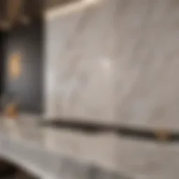 Luxurious Marble Accent Wall in Home Bar