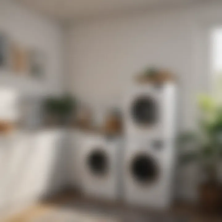 Contemporary painting adorning laundry room wall