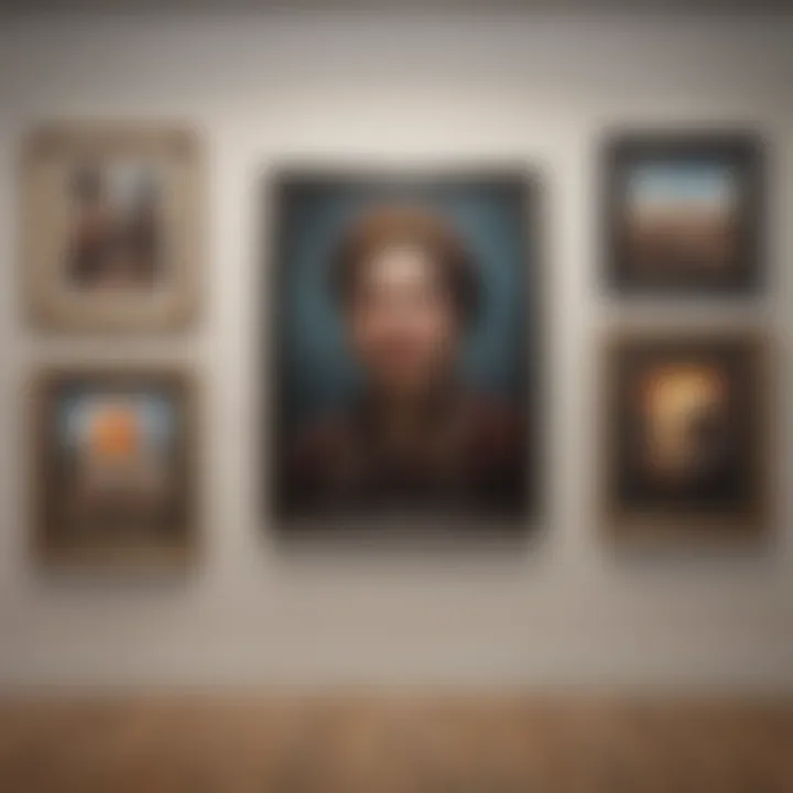 Gallery wall with a curated collection of paintings