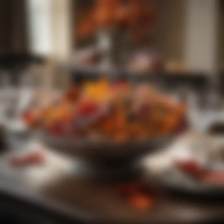 Seasonal table decor featuring autumn leaves